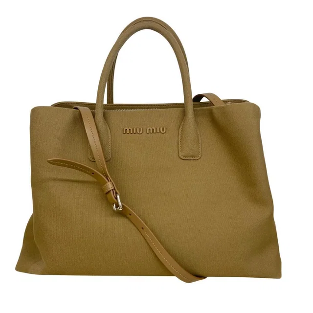 Miu Miu Canvas Tote Bag Shoulder Brown Matte in brown|red Canvas from Poshmark