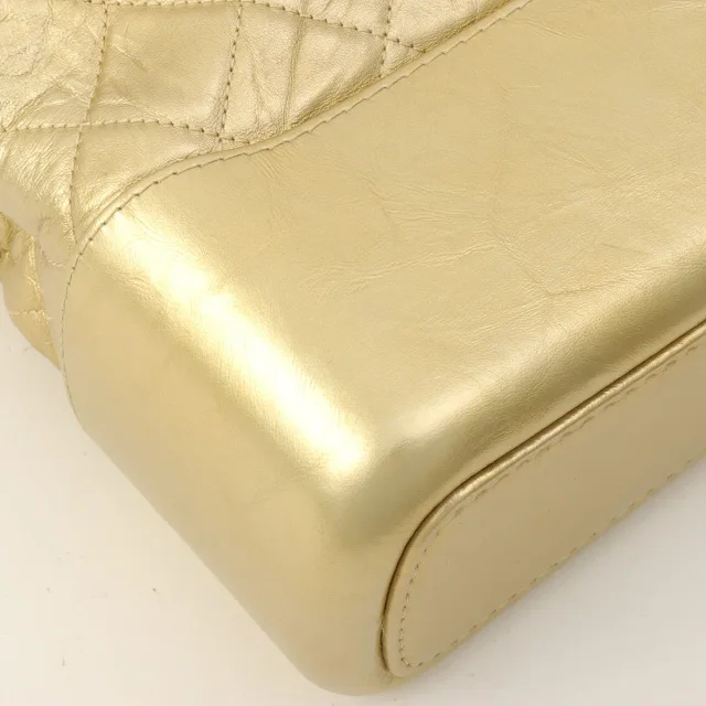 2016-era CHANEL "Gabrielle" Chain Shoulder Bag, Gold in Gold Calfskin from VINTAGE QOO TOKYO, photo 9 of 13