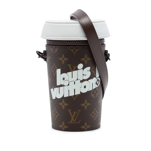 Brown Louis Vuitton Monogram Coffee Cup Pouch Crossbody Bag in Brown Coated canvas from Designer Revival