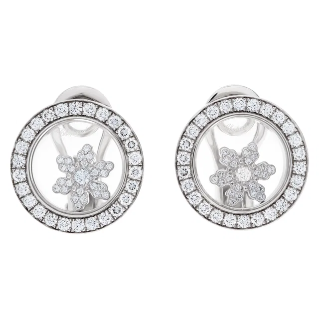 Chopard Happy Sport Snowflake earrings in White White Gold from Gray And Sons