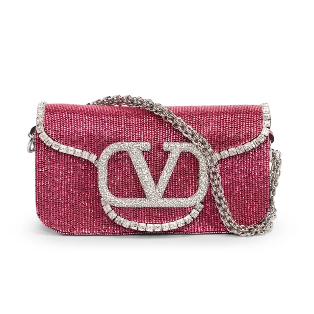 Valentino Garavani Crystal Embellished Small Loco Bag in Pink from Blue Spinach