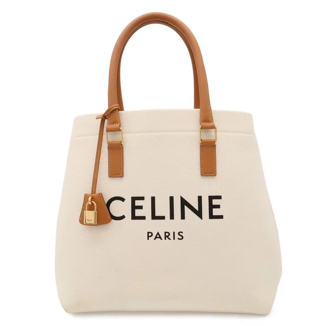 Celine Horizontal Cabas Print Tote Bag Canvas Leather Natural in Beige Canvas from The Reluxe
