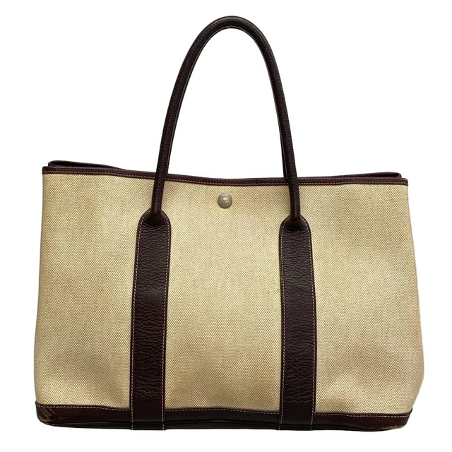 Hermès Tote Bag Garden Party PM Beige Dark Brown Leather in Brown Leather from The Reluxe