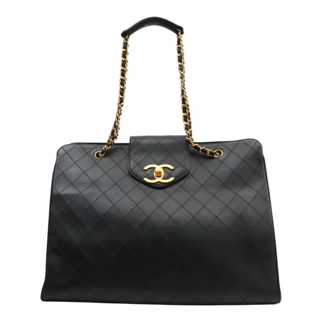 Chanel Made around 1995. Bicolore Stitch Supermodel Black in Black Calfskin from VINTAGE QOO TOKYO
