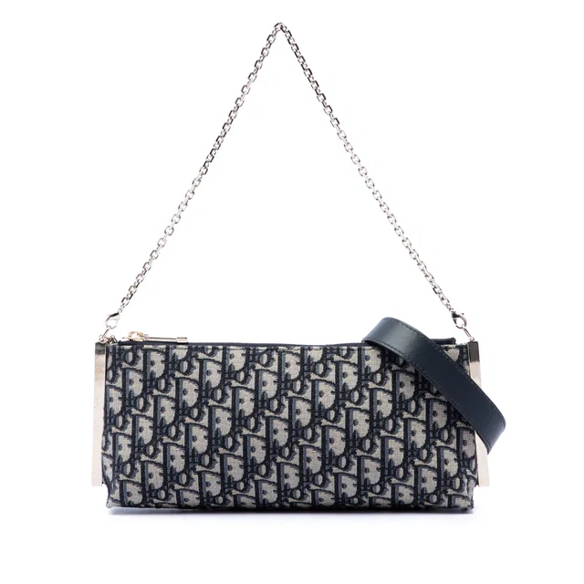 Blue Dior Oblique Canvas Dior Club Bag Satchel in Blue Canvas from Designer Revival