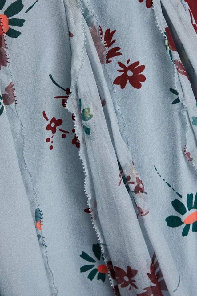 Valentino Garavani Floral-Print Silk Crepe de Chine Pleated Mini Skirt in Sky blue, photo 4 of 4 from THE OUTNET