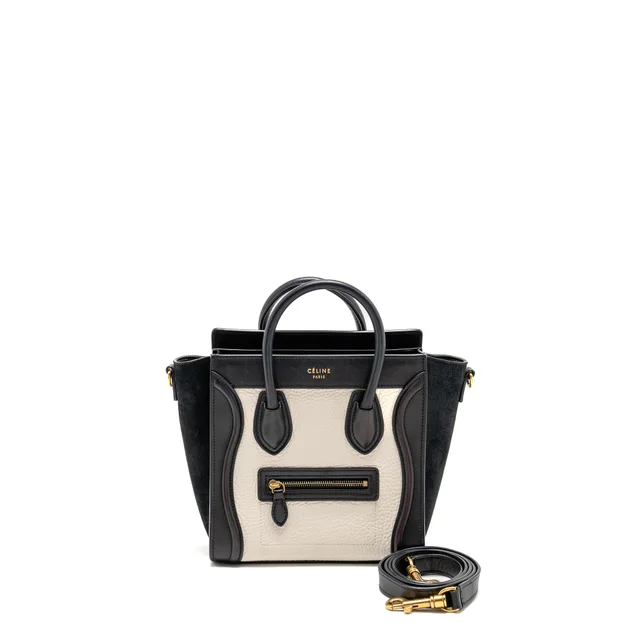 Celine Nano Luggage bag calfskin black / white GHW in Black Calfskin from EMIER
