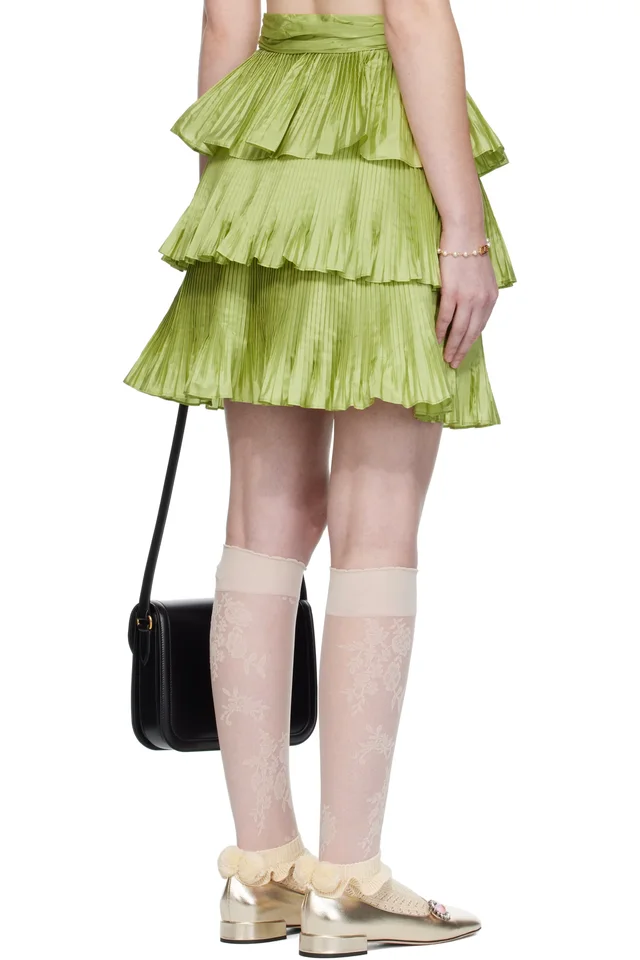 Valentino Green Taffetas Midi Skirt, photo 3 of 4 from SSENSE