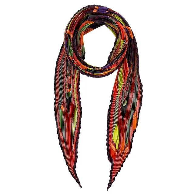 Hermès La Rose des Vents pattern pleated scarf, multi in Pink Silk from VINTAGE QOO TOKYO