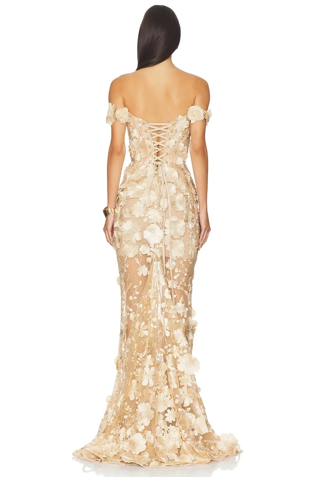 Bronx Banco Jasmine Off The Shoulder Gown in Gold, photo 3 of 3 from REVOLVE (Canada)