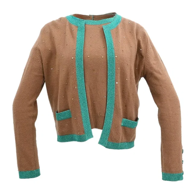 Chanel 1996 Set Cardigan Top Brown #44 in Brown Cashmere from AMORE Vintage Tokyo
