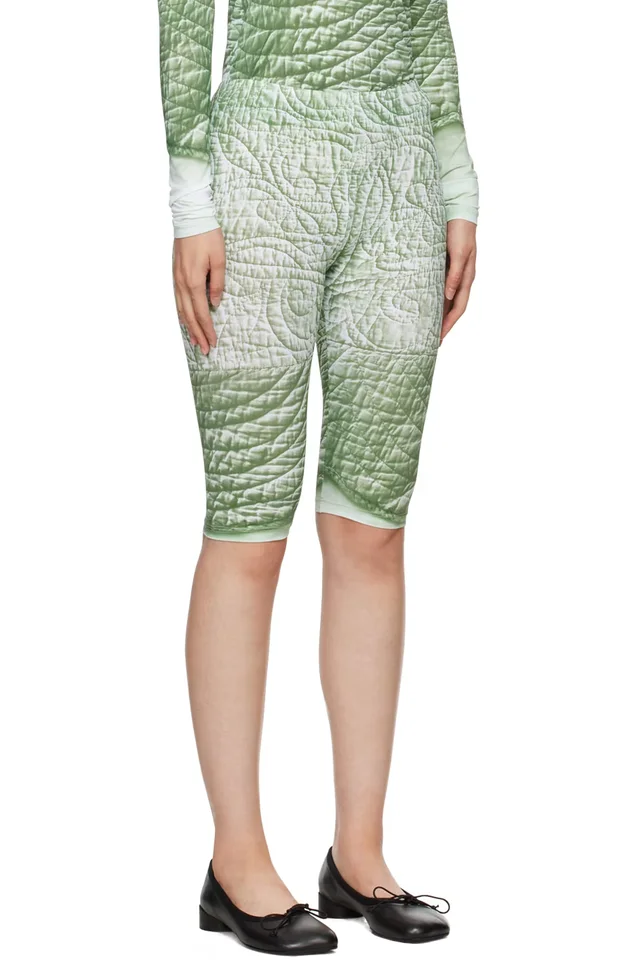 MM6 Maison Margiela Green Trompe L'œil Shorts, photo 2 of 2 from SSENSE