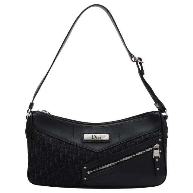 Dior Street Chic Trotter Pattern One Shoulder Bag Black in Black Canvas from VINTAGE QOO TOKYO
