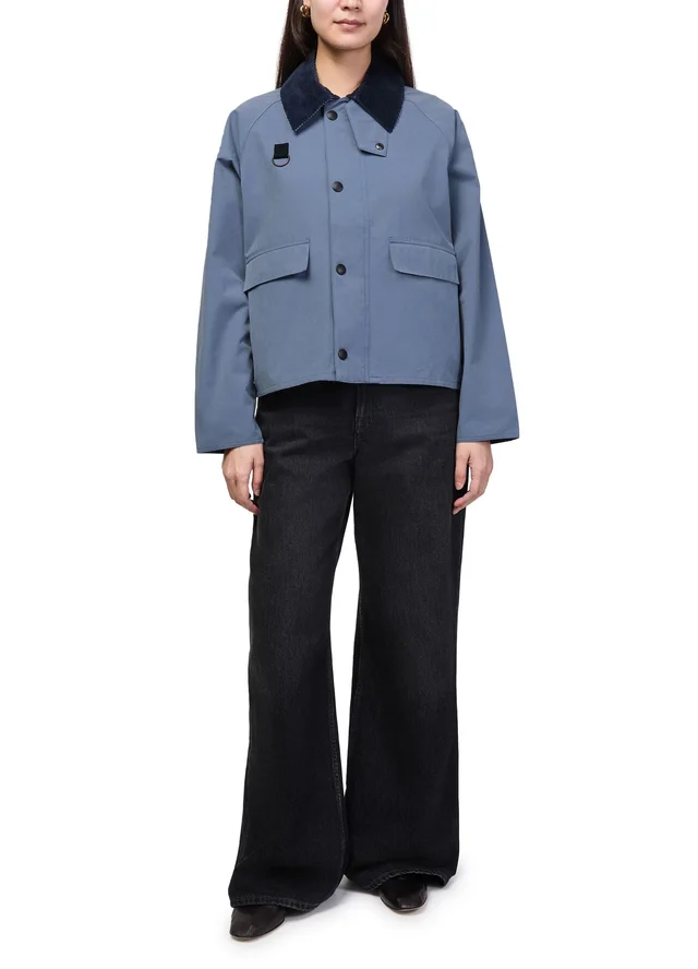 BARBOUR Spey oversized casual jacket in Blue Outer: 45% cotton,38% polyester,17% polyamide, buggy lining: 100% polyester, collar: 100% cotton, photo 2 of 6 from 24S (US)