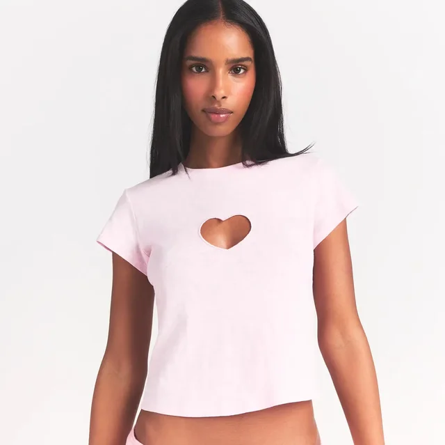 SKIMS heart baby tee in Pink, photo 4 of 4 from SKIMS