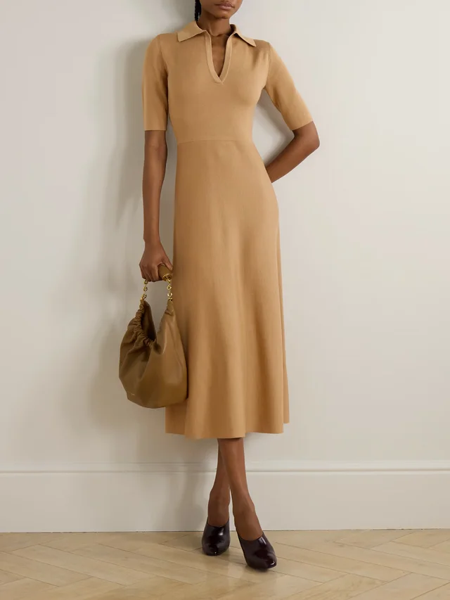 GABRIELA HEARST Bradley wool, silk and cashmere-blend midi dress in Beige, photo 2 of 2 from NET-A-PORTER (Canada)
