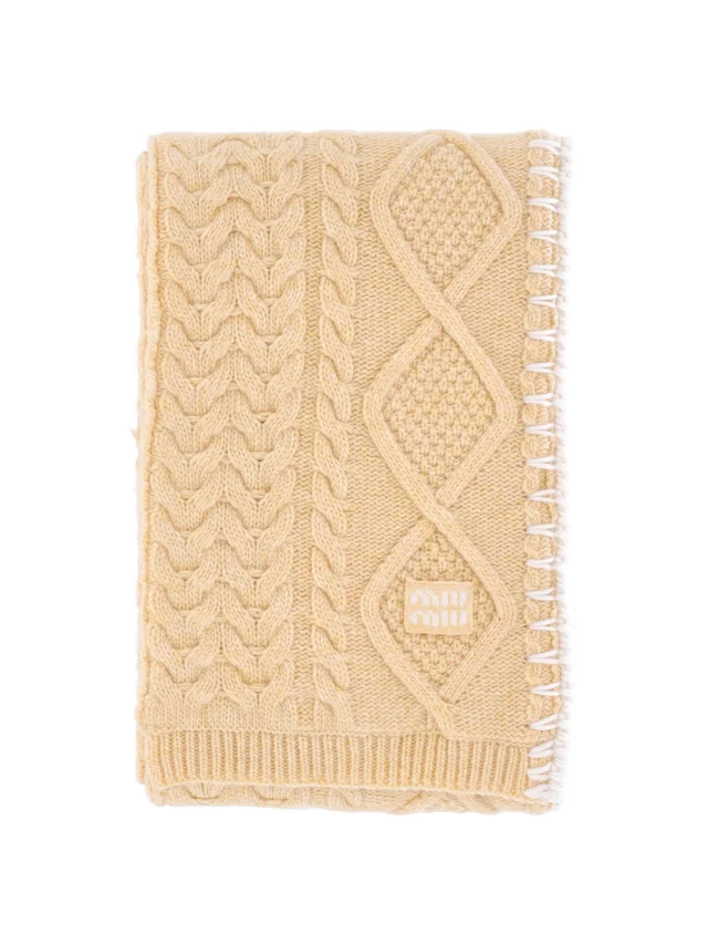 Miu Miu cable-knit embroidered scarf, photo 2 of 3 from SENSER