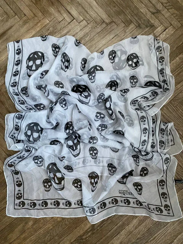 Alexander McQueen Skull Monogram Bandana Scarf in black from Grailed