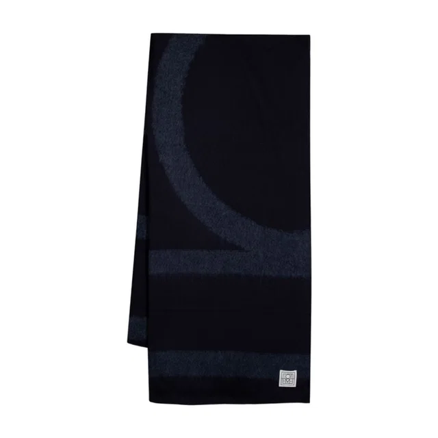 TOTEME Monogram Twill Wool Scarf — Blue Scarfs in Blue Wool from HEWI