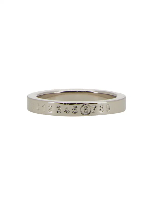 Maison Margiela Logo-Embellished Ring — Silver Body: Brass Rings in Silver from HEWI