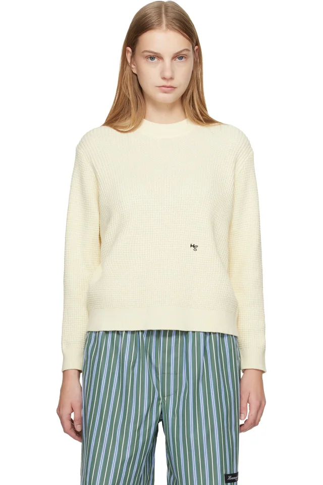 HommeGirls Off-White Waffle Knit Sweater from SSENSE, photo 1 of 1