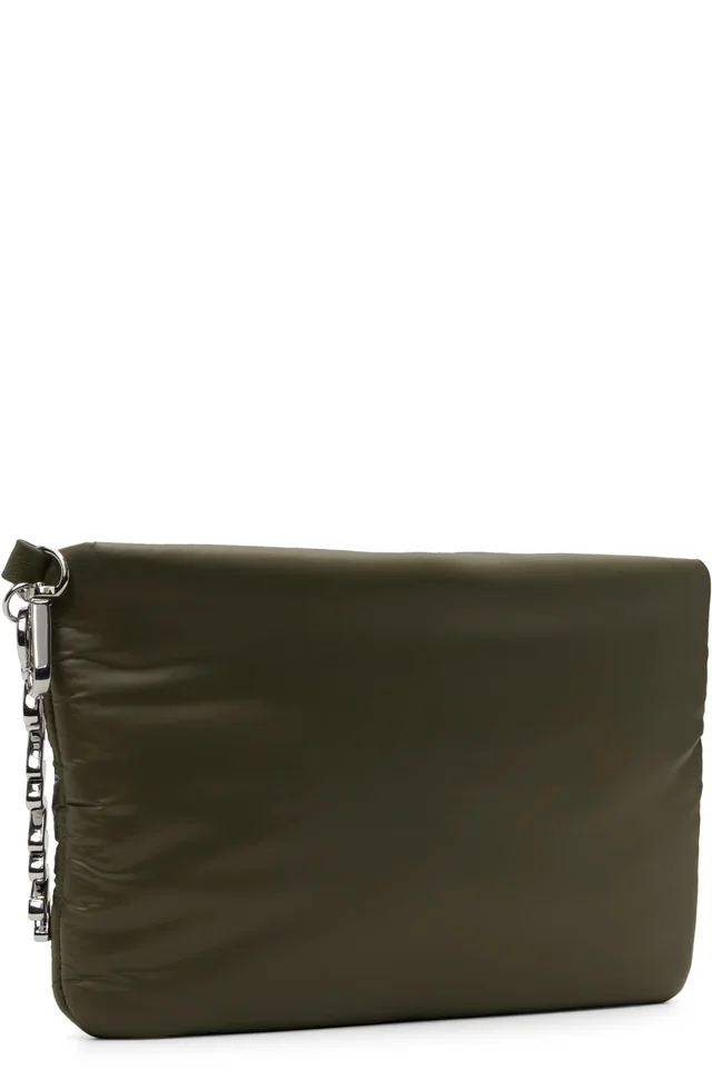 GANNI Khaki Quilted Re-Tech Pouch, photo 3 of 4 from SSENSE
