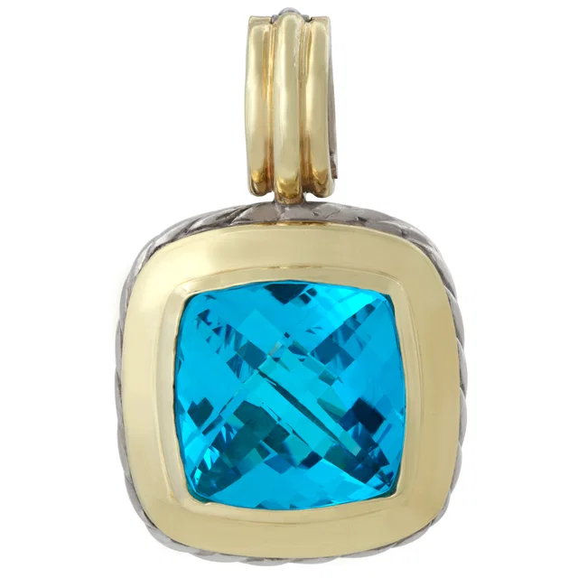 David Yurman Albion blue topaz enhancer in 18k & sterling silver in Blue Yellow Gold, Sterling Silver from Gray And Sons