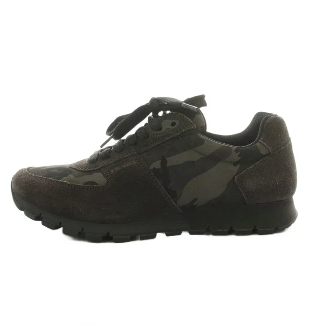 Prada Sneakers Camouflage Pattern Suede Nylon Switch Black an 6 in Black Suede from The Reluxe