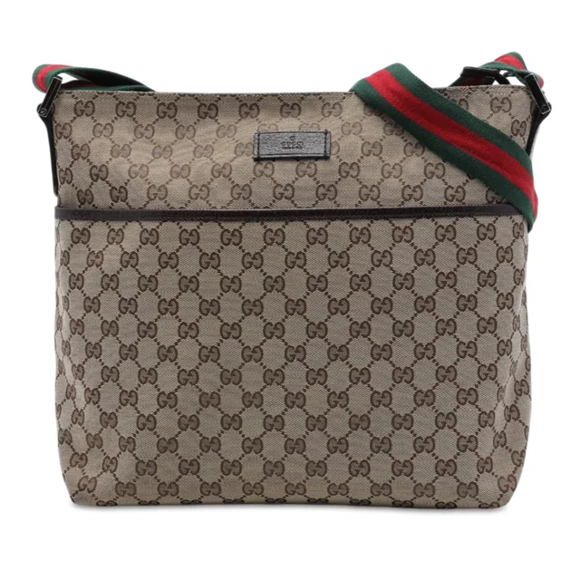 Beige Gucci GG Canvas Web Crossbody in Beige Canvas from Designer Revival