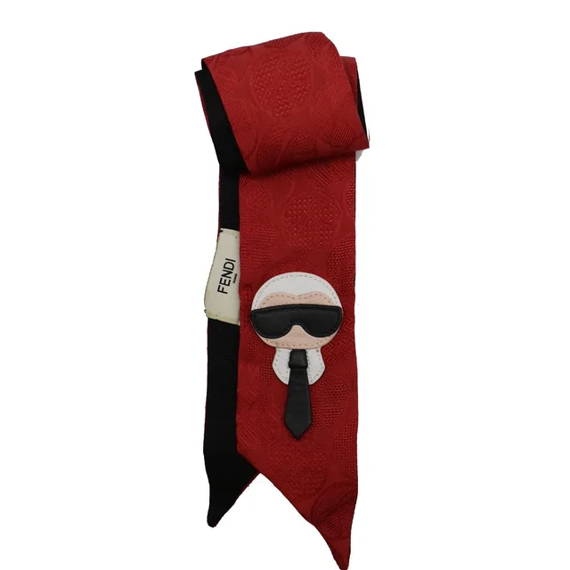 Fendi Karlito Wrappy Silk Scarf Red in Red Silk from Dallas Designer Handbags