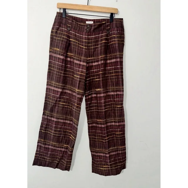 Vintage Max&Co. Classics Max Mara Y2k Wide Leg Textured Plaid Trousers Size 6 in red from Poshmark