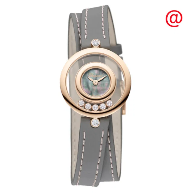 Chopard Happy Diamonds Grey Dial Ladies Watch 209415 5003 in gold|pink|gray Leather from Jomashop.com