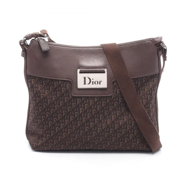 Dior Shoulder Bag Street Chic Trotter Dark Brown Canvas Leather in Brown Canvas from The Reluxe