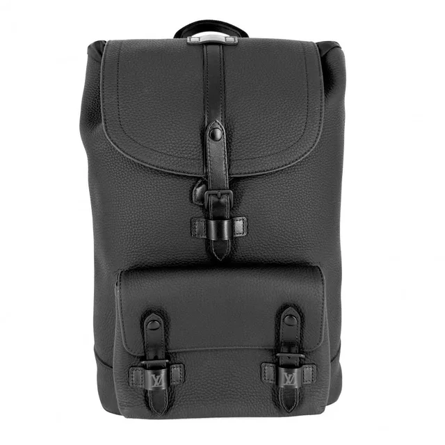 Louis Vuitton Backpack Christopher Slim Taurillon Leather Black Silver in Black Leather from The Reluxe