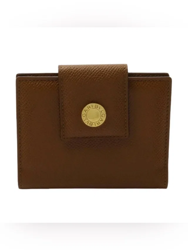 Bvlgari Brown Leather Compact Wallet in brown|red Leather from Poshmark