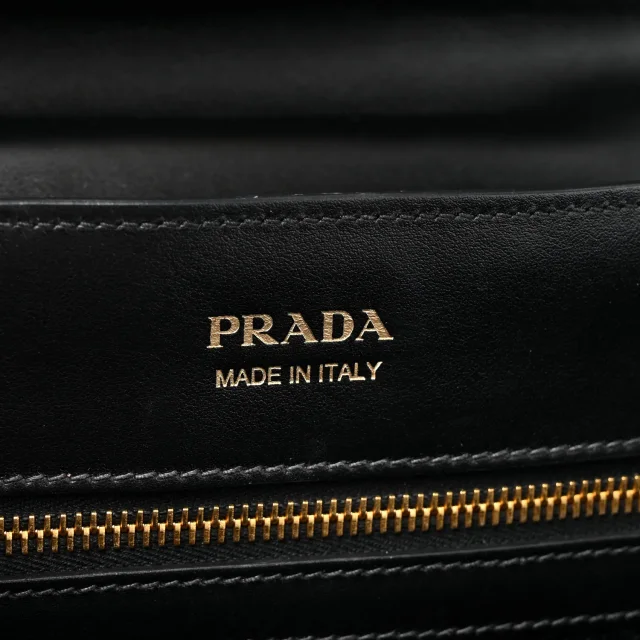 Prada City Calfskin Saffiano Cahier Top Handle Bag Black in Black Saffiano leather from FASHIONPHILE, photo 6 of 13