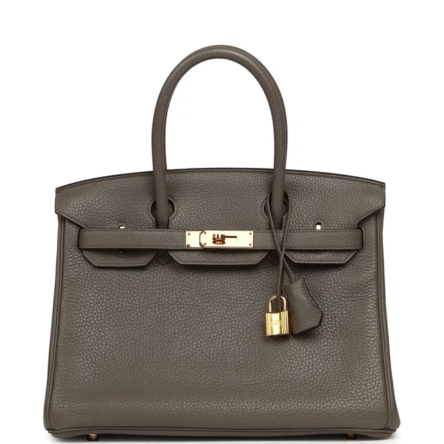 Hermès Birkin 30 Etain Clemence Gold Hardware in Taupe Clemence leather from Madison Avenue Couture