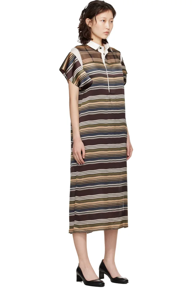 sacai Multicolor Horizontal Stripe Midi Dress, photo 2 of 4 from SSENSE
