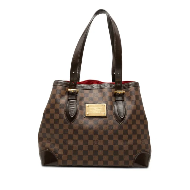 Brown Louis Vuitton Damier Ebene Hampstead MM Tote Bag in Brown Canvas from Designer Revival