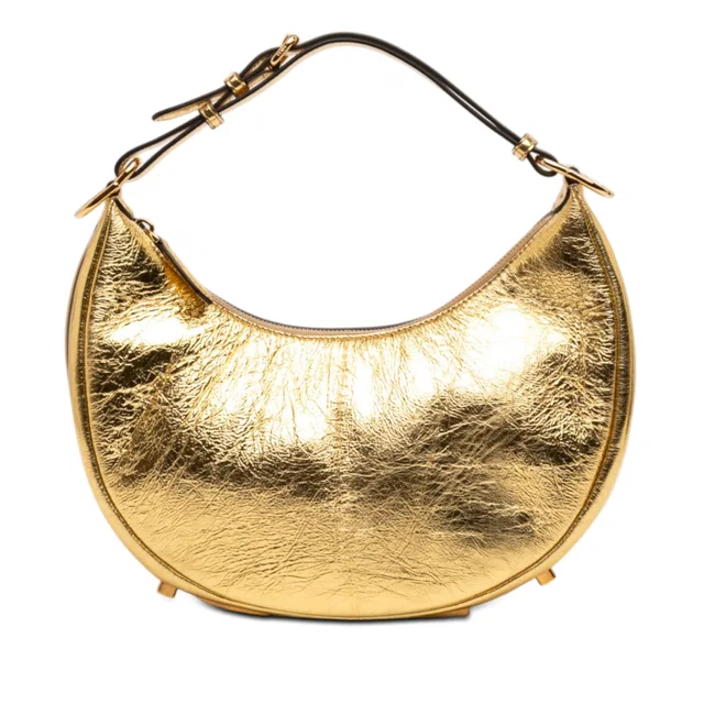 Gold Fendi Small Metallic Leather Fendigraphy Hobo in Gold Leather from Designer Revival