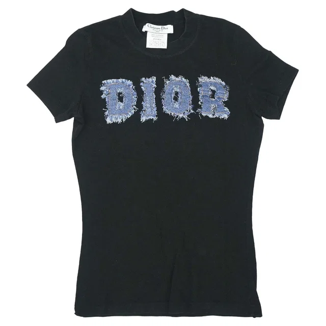 Dior 2002 T-shirt Top Denim Print Black #38 in Black Denim from AMORE Vintage Tokyo