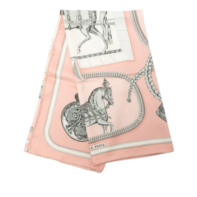 Pink Hermès Grand Apparat Silk Scarf 90 Scarves in Pink Silk from Designer Revival