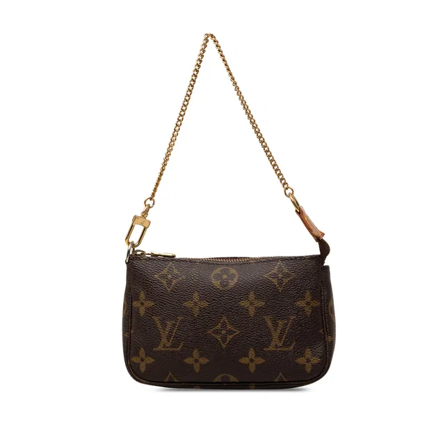 Brown Louis Vuitton Monogram Mini Pochette Accessoires Handbag in Brown Coated canvas from Designer Revival