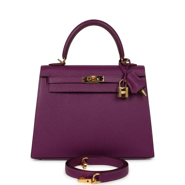 Hermès Kelly Sellier 25 Anemone Epsom Gold Hardware in Epsom leather from Madison Avenue Couture