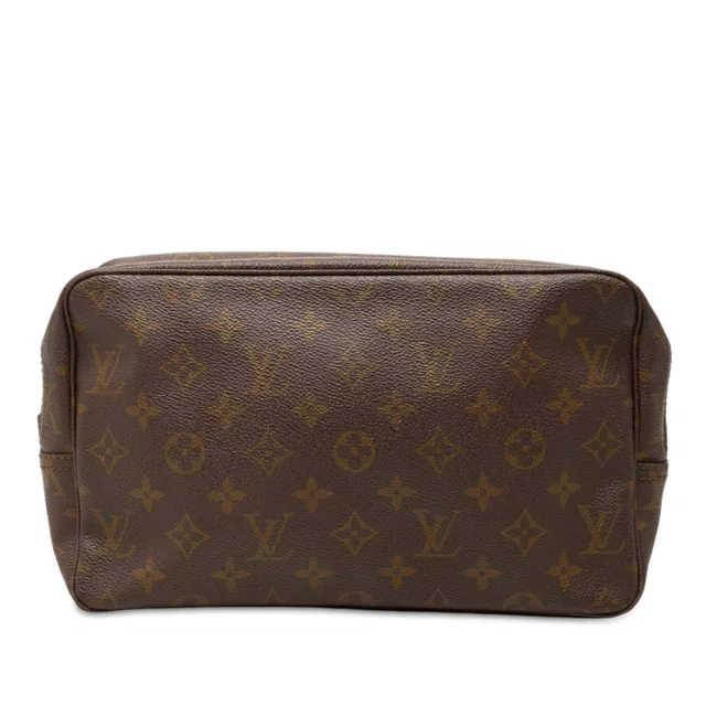 Brown Louis Vuitton Monogram Trousse Toilette 28 Clutch Bag in Brown Coated canvas from Designer Revival