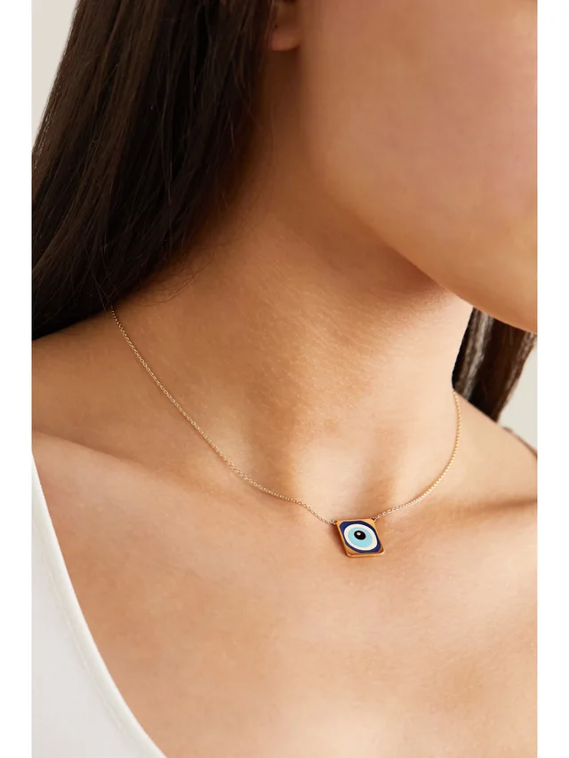 DIANE KORDAS 18-karat rose gold, enamel and diamond necklace in Blue, photo 2 of 2 from NET-A-PORTER (Canada)