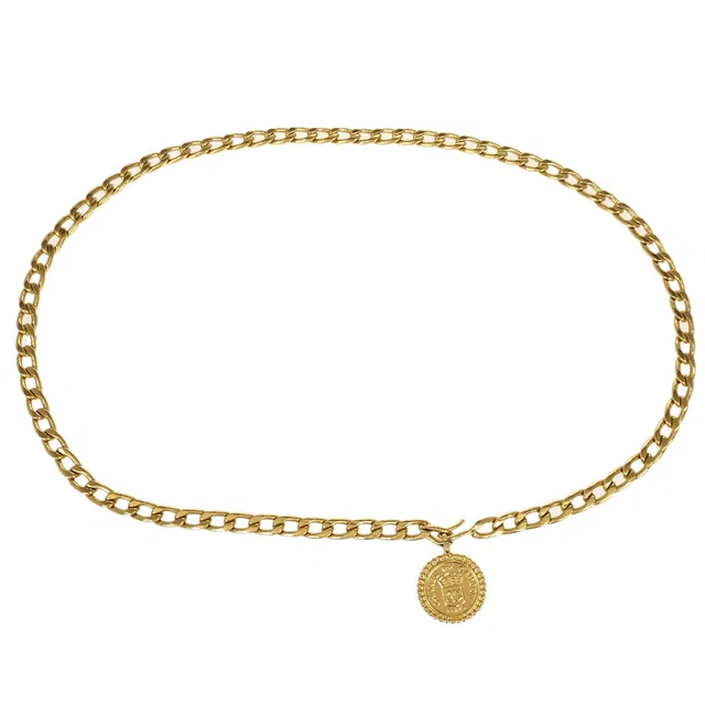 Chanel Chain Belt Medallion Gold Small Good in Gold from AMORE Vintage Tokyo