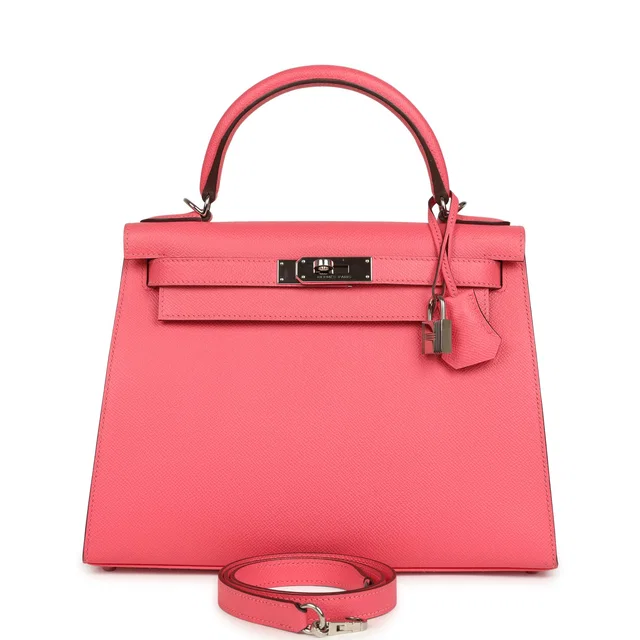 Hermès Kelly Sellier 28 Rose Azalee Epsom Palladium Hardware in Pink Epsom leather from Madison Avenue Couture
