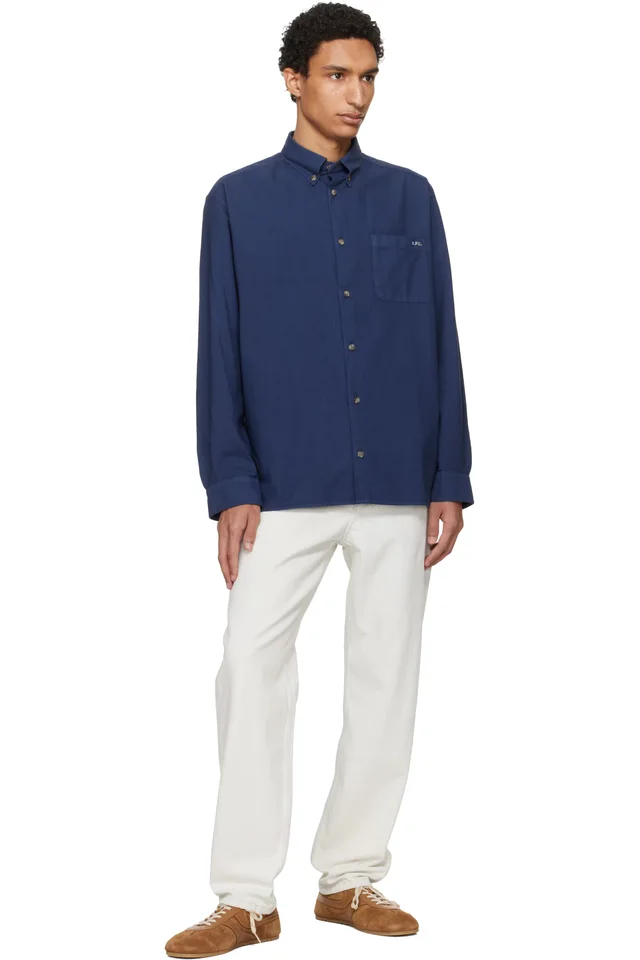 A.P.C. Navy Mateo Logo Shirt, photo 4 of 4 from SSENSE