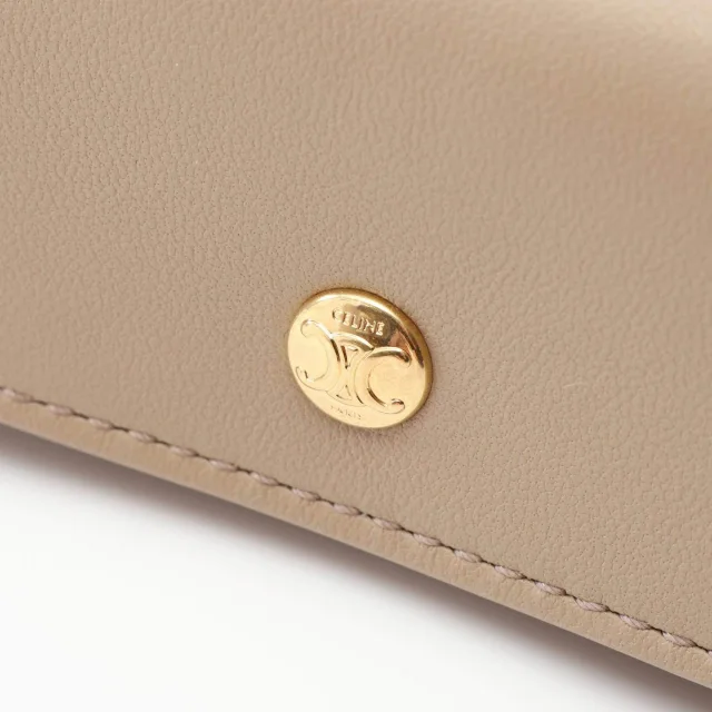 Celine Trio Flap Leather Shoulder Bag in Beige Leather from LuxUness, photo 6 of 7